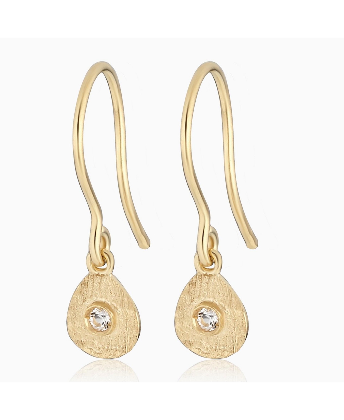 Oradina Women's 14k Yellow Gold White Topaz You're A Gem Drop Earrings In Yellow Gold/white Topaz