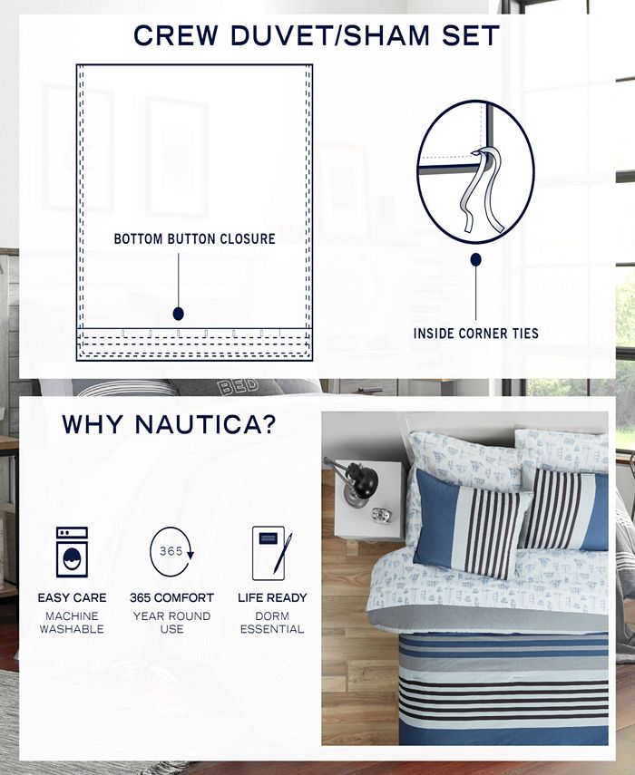 Nautica Rendon Reversible 3Piece Duvet Cover Set, Full/Queen Macy's