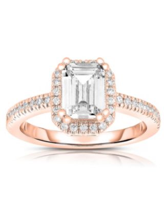 Radiant Sterling Silver Asscher-cut CZ Halo and Pave Band Ring