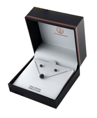 Gianni Bernini 2-Piece Clear Crystal Pave Ball Stud Necklace Set (1.2 ct. t.w.) in Sterling Silver
