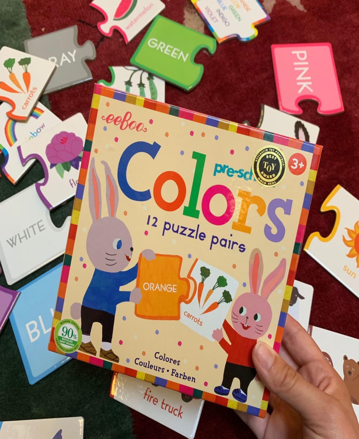 Shop Eeboo Preschool Colors 12 Puzzle Pairs In Multi
