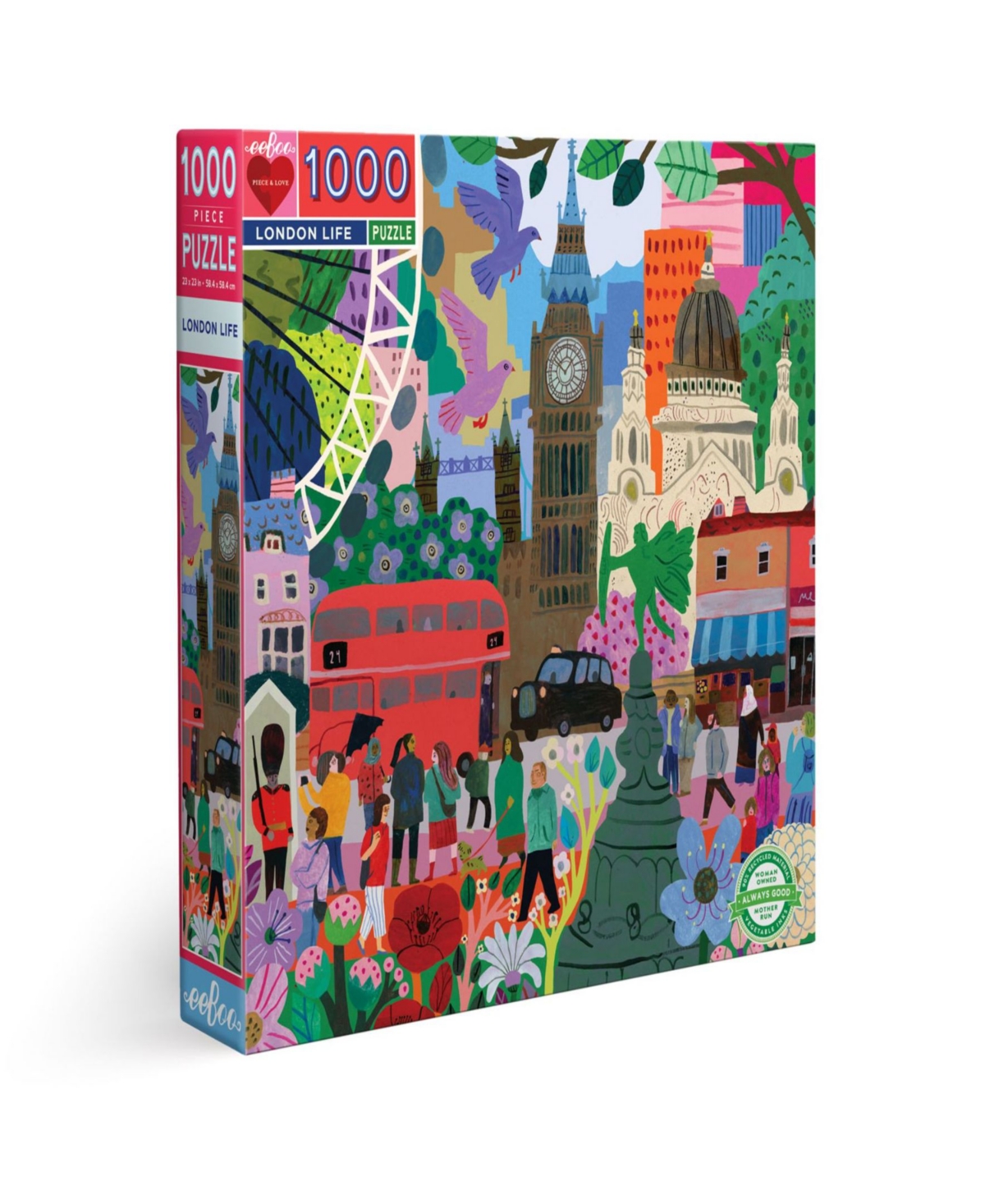 Eeboo Piece Love London Life Square Adult Jigsaw Puzzle, 1000 Piece In Multi