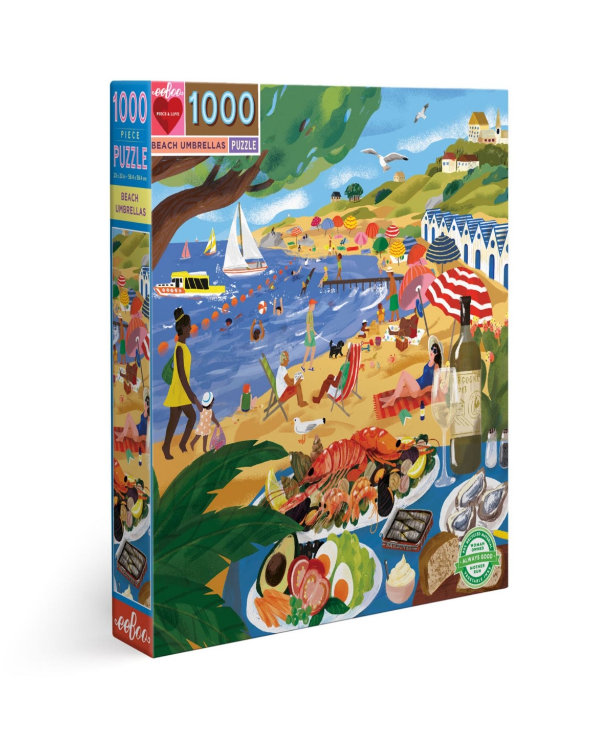 Eeboo Piece And Love Beach Umbrellas 1000 Piece Square Adult Jigsaw Puzzle In Multi