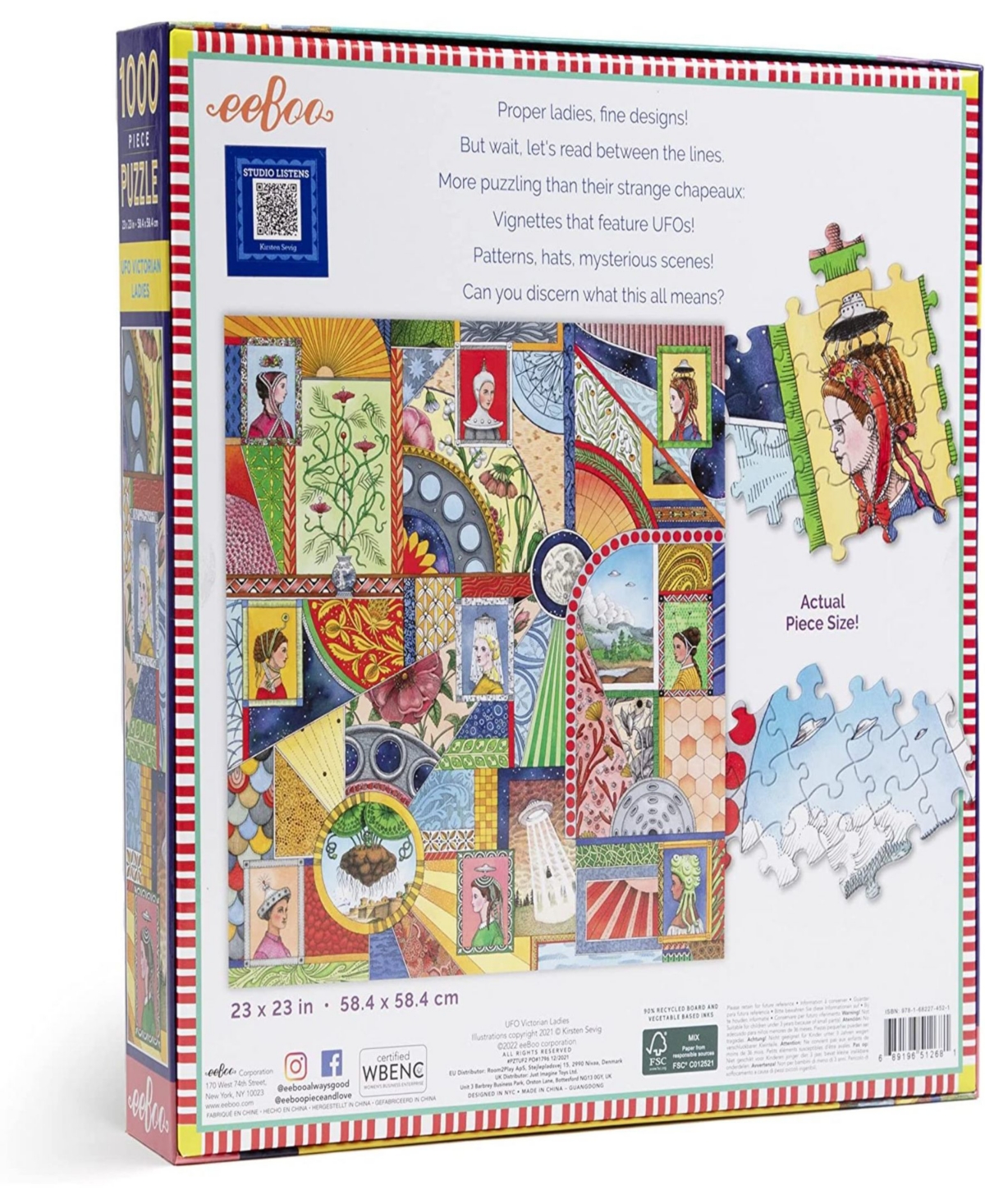 Eeboo Piece And Love Ufo Victorian Ladies 1000 Piece Adult Square Jigsaw Puzzle In Multi