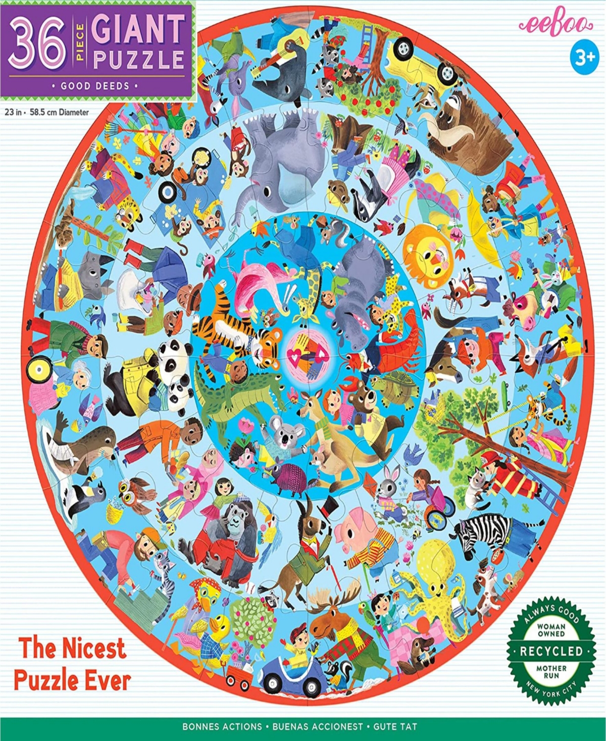 Shop Eeboo Good Deeds 36 Piece Giant Round Jigsaw Puzzle For Kids In Multi