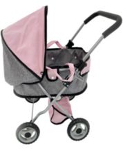 Baby Alive: Deluxe Classic Doll Pram - Pink & Rainbow - Includes Matching  Handbag/Diaper Bag, Fits Dolls up to 18, Large Canopy, Storage Basket 