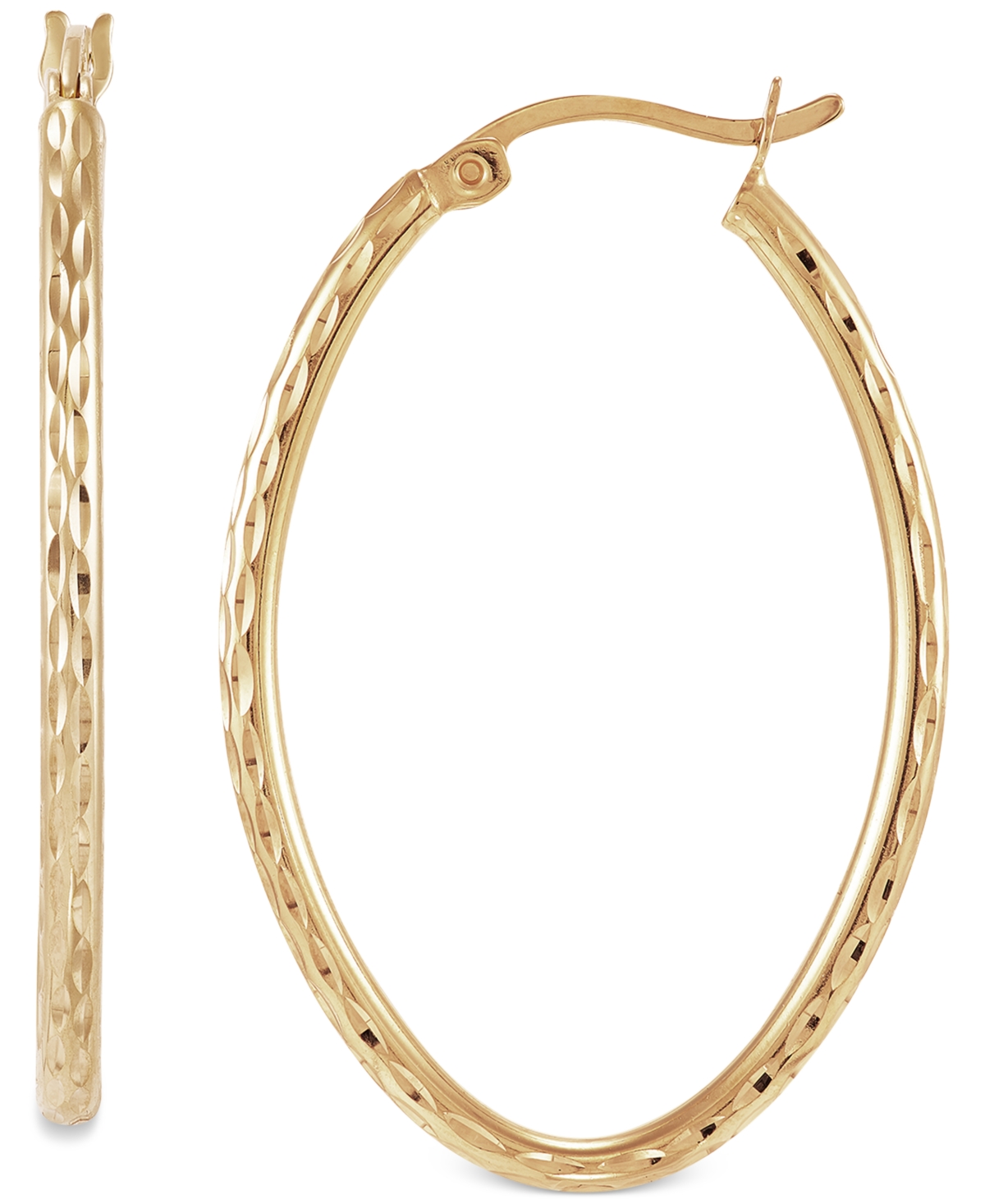 Giani Bernini Textured Oval Medium Hoop Earrings 35mm, Created For Macy's In Gold Over Silver