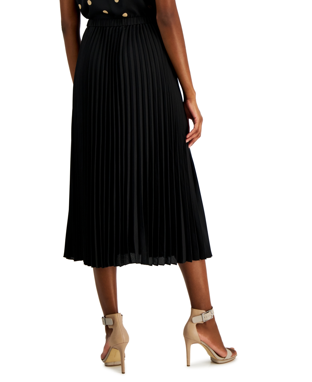 Shop Anne Klein Chiffon Pull-on Pleated Skirt In Anne Black