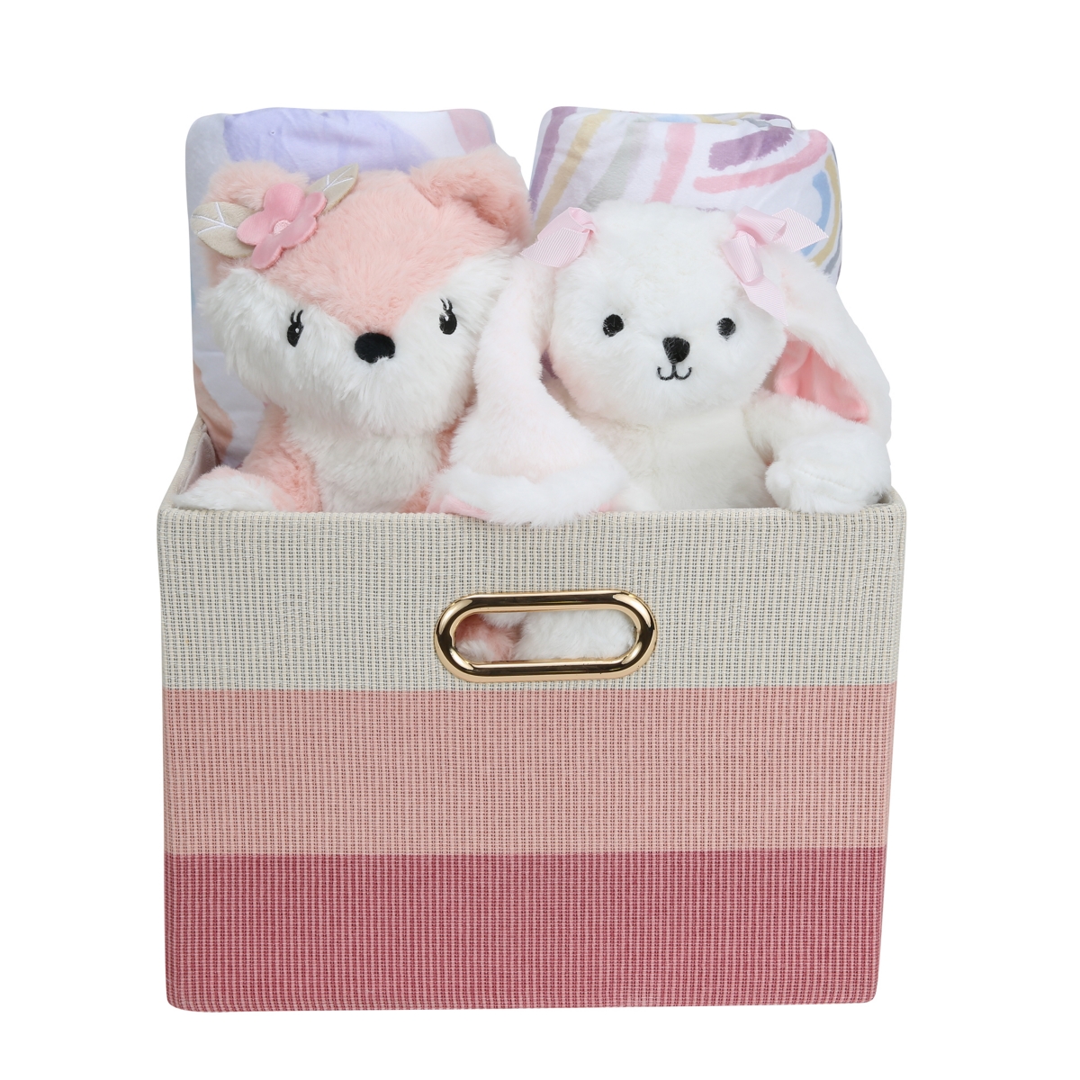 Lambs & Ivy Pink/White 5-Piece Luxury Infant / Newborn / Baby Gift Basket