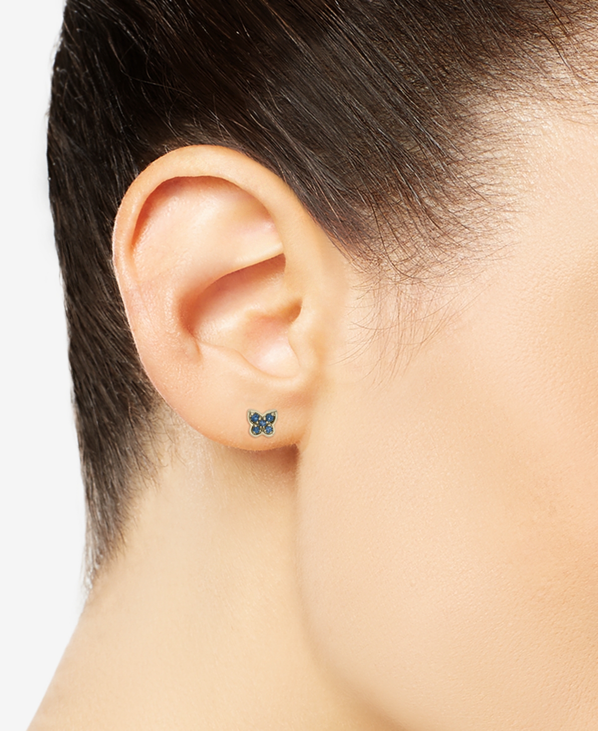 3-Pc. Set London Blue Topaz (1/3 ct. t.w.), Lab-grown White Sapphire (1/3 ct. t.w.) & Garnet (1/4 ct. t.w.) Stud Earrings in 14k Gold-Plated Sterling