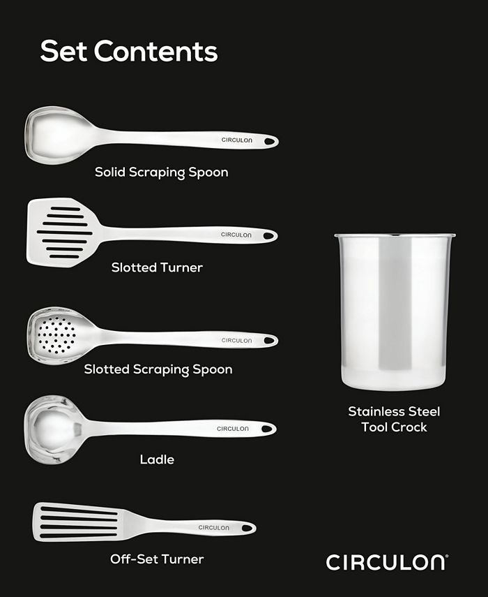 Circulon Tools Stainless Steel Kitchen Tools with Crock, Set of 6 Macy's