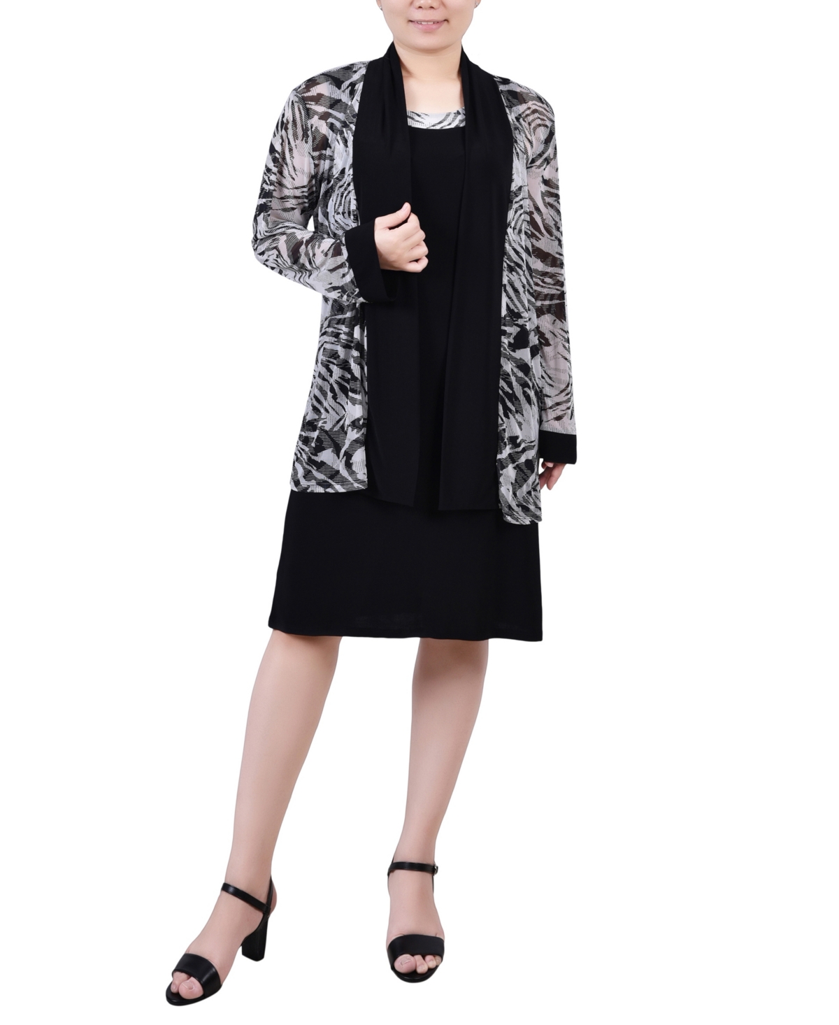 Ny Collection Women's Two Piece Dress Set In Black White