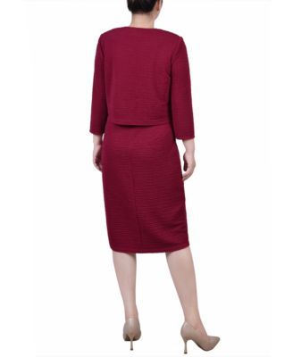Women's Textured 3/4 Sleeve Two Piece Dress Set