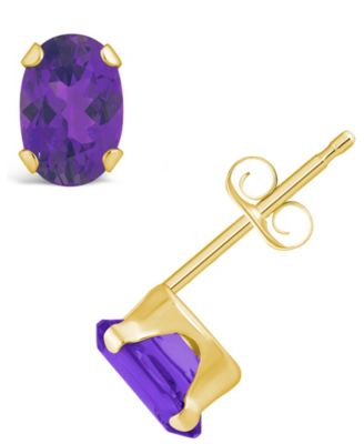 Gemstone Stud Earrings in 10k Yellow Gold