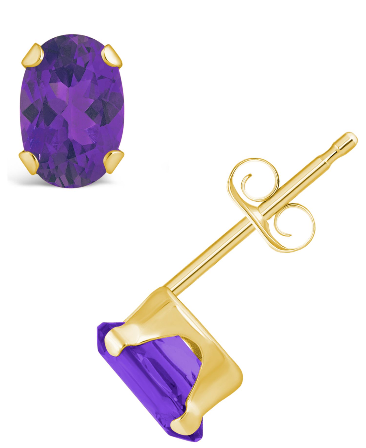 Gemstone Stud Earrings in 10k Yellow Gold