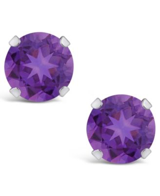 Gemstone Stud Earrings in 10k White Gold