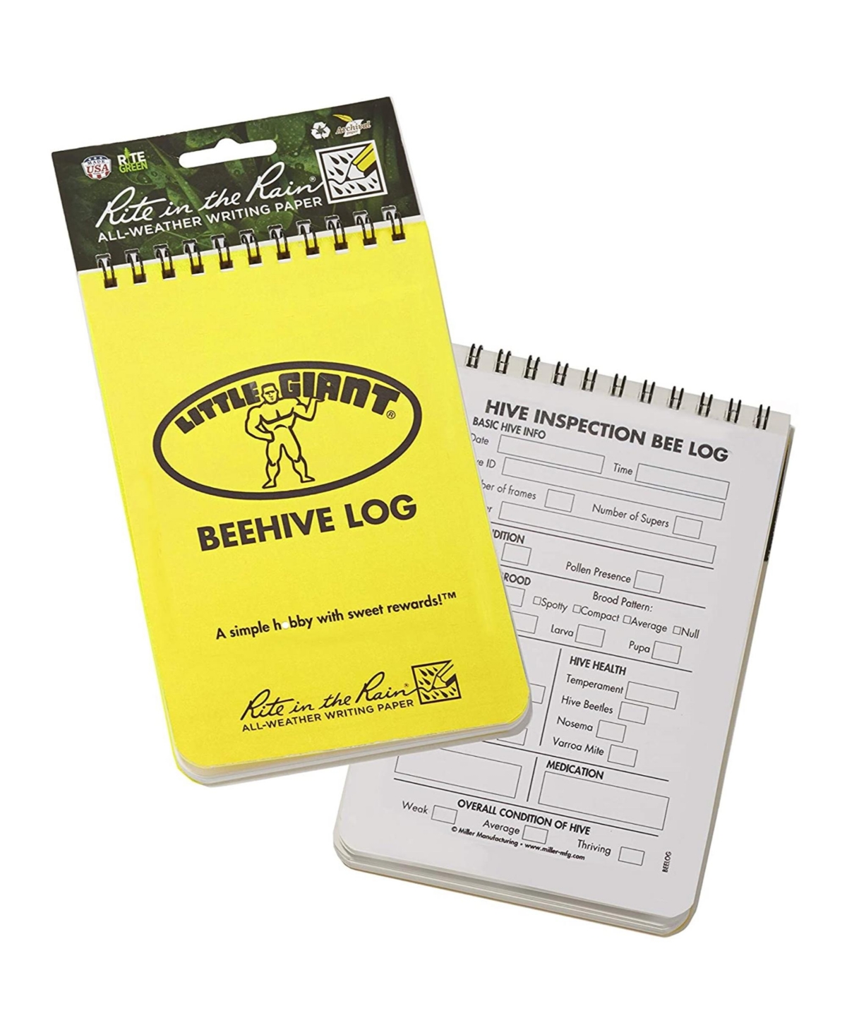 Beehive Log Beekeepers Tracking Journal - Yellow