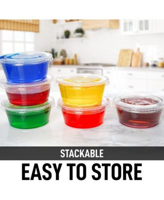 50 Pack Clear Jello Shot Cups with Lids - Disposable Condiment Cups