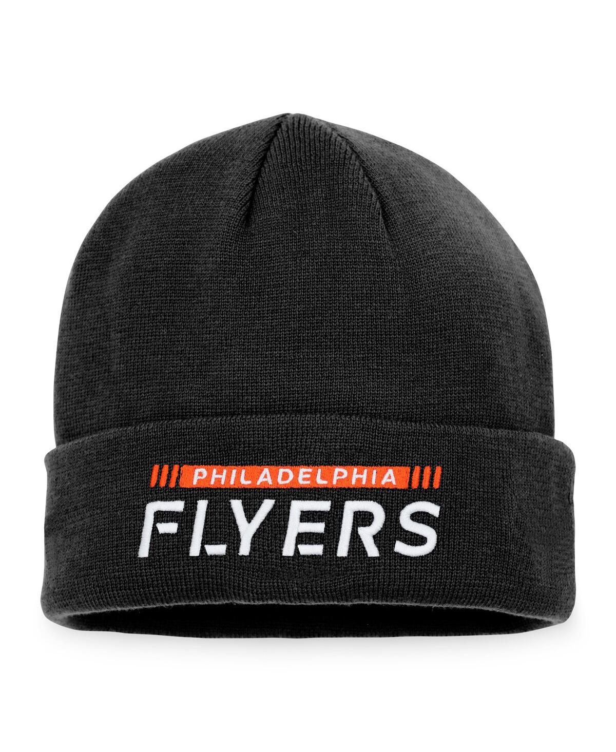 Shop Fanatics Men's  Black Philadelphia Flyers Authentic Pro Rink Cuffed Knit Hat
