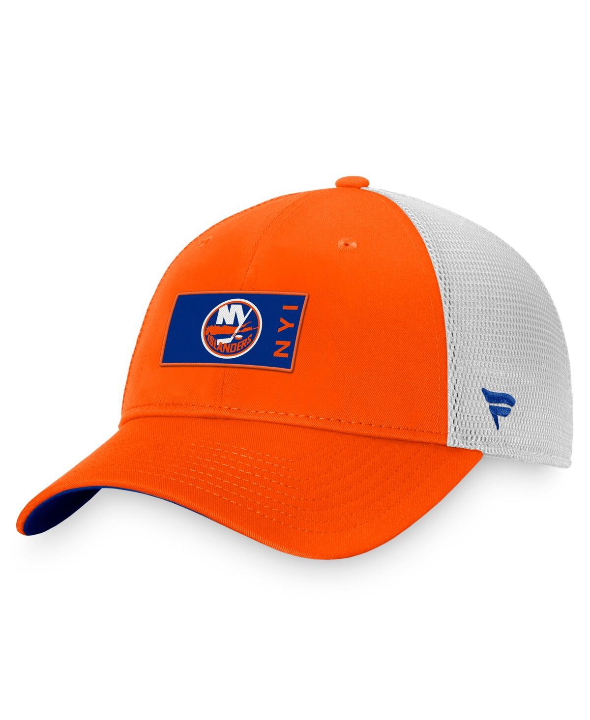 Fanatics Branded Orange/white New York Islanders Authentic Pro Rink Trucker Snapback Hat In Orange,white