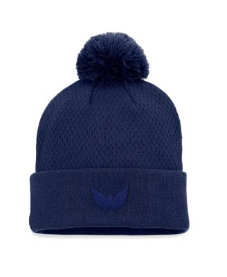 Women's Navy Washington Capitals Authentic Pro Road Cuffed Knit Hat with Pom