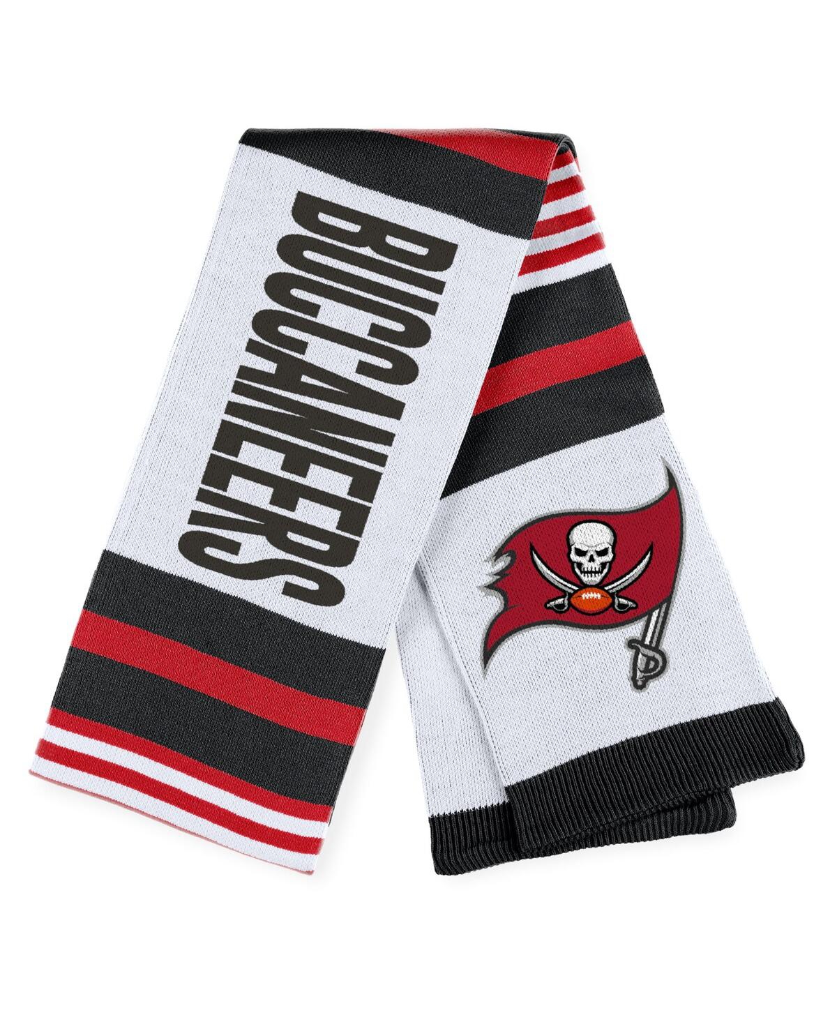 Wear By Erin Andrews Women's  Tampa Bay Buccaneers Jacquard Striped Scarf In White,black