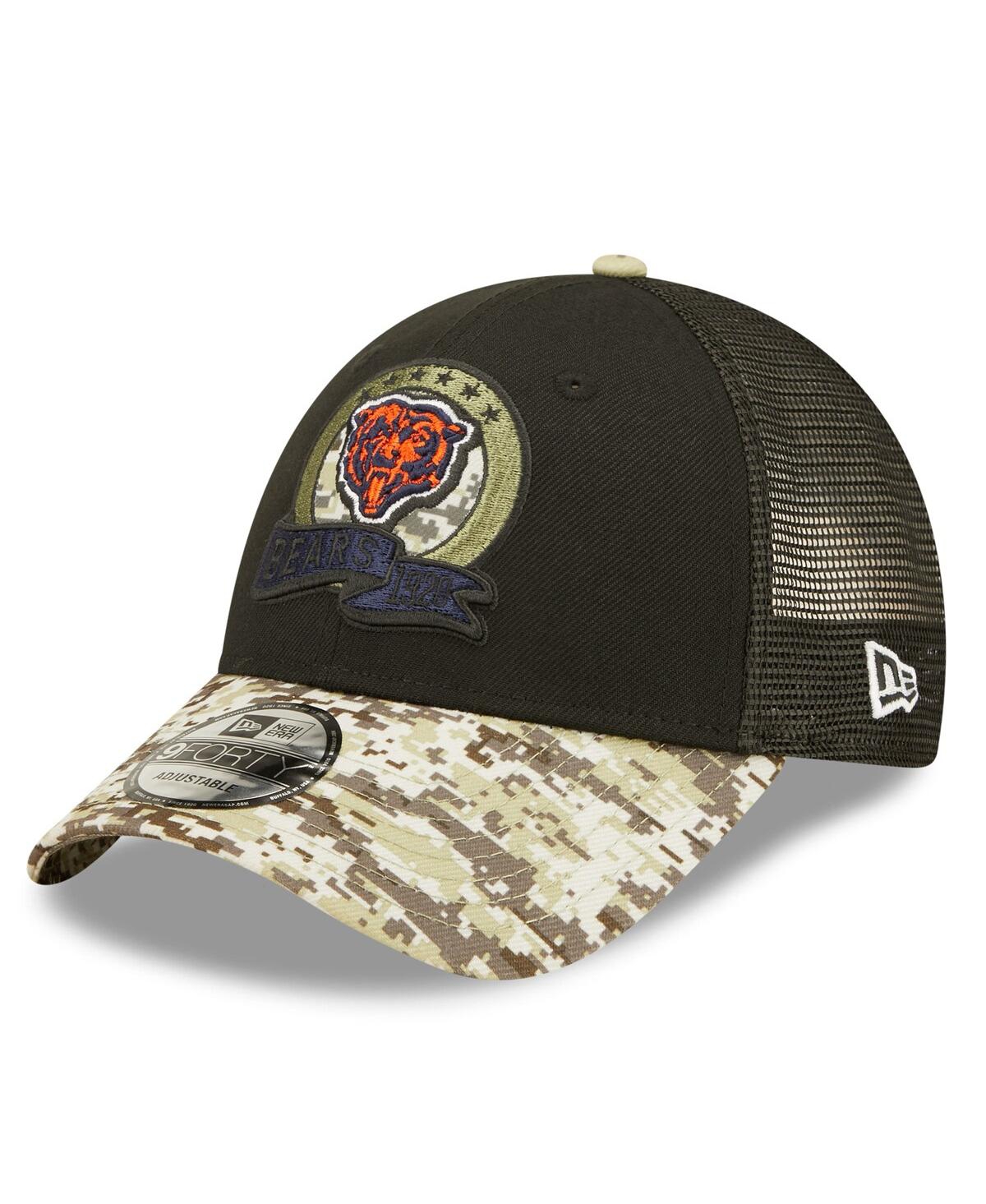 Shop New Era Big Boys  Black And Camo Chicago Bears 2022 Salute To Service 9forty Snapback Trucker Hat In Black,camo
