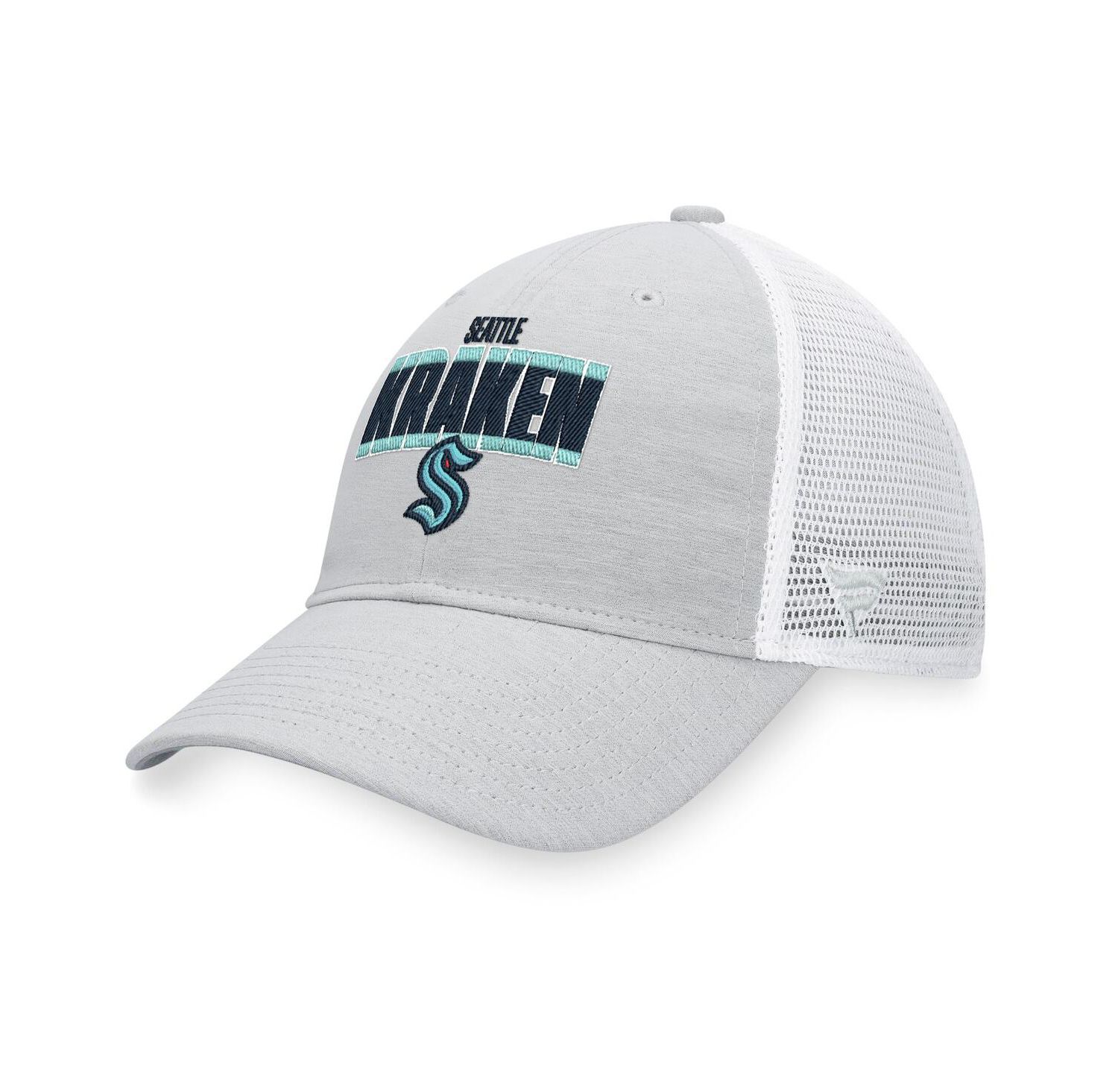 Men's Heather Gray, White Seattle Kraken Team Trucker Snapback Hat