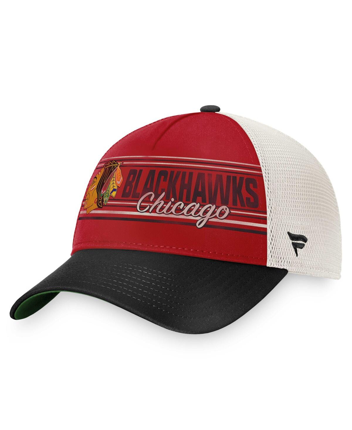 Fanatics Men's  Red, Black Chicago Blackhawks True Classic Retro Trucker Snapback Hat In Red,black