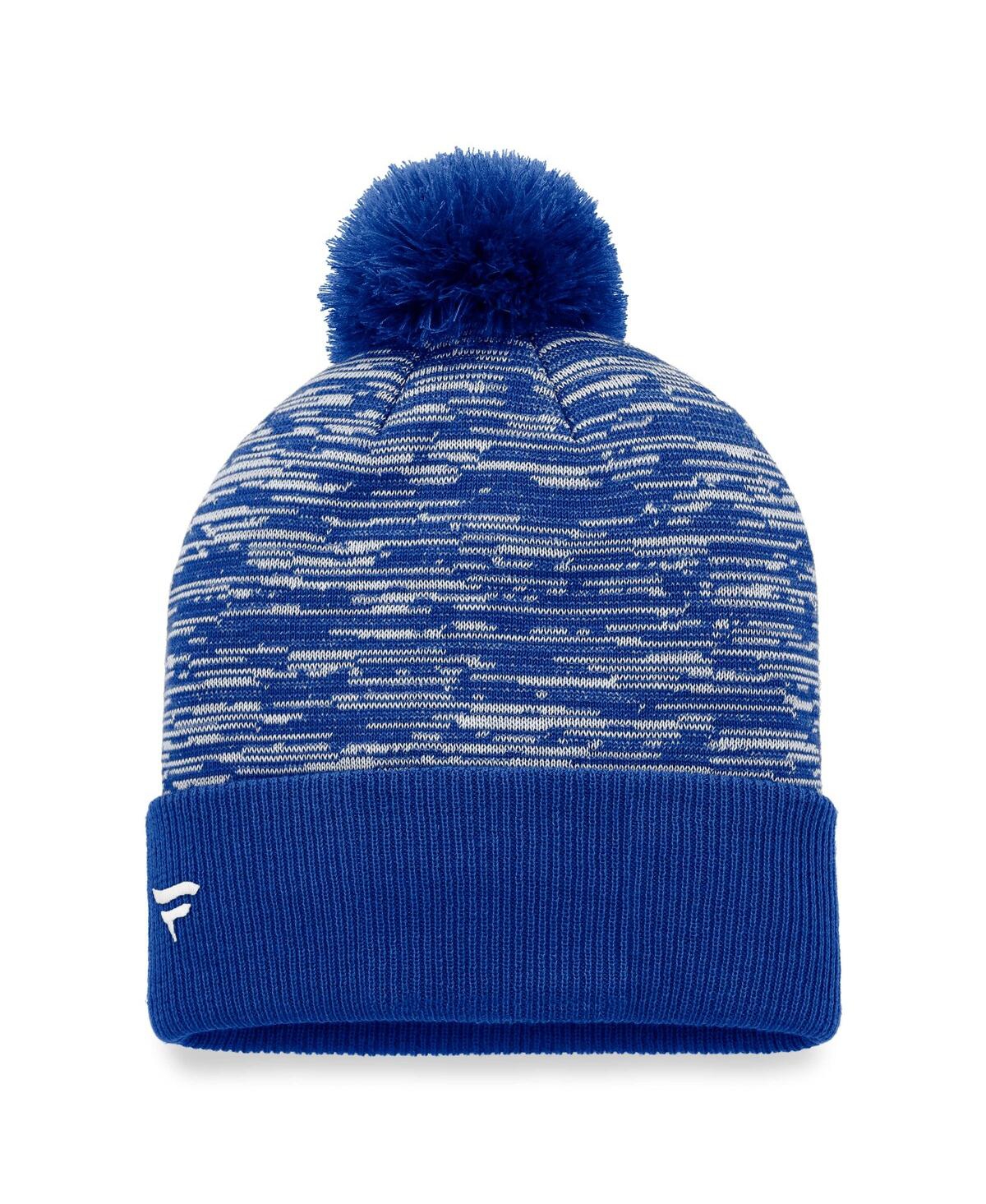 Shop Fanatics Men's  Blue Vancouver Canucks Defender Cuffed Knit Hat With Pom