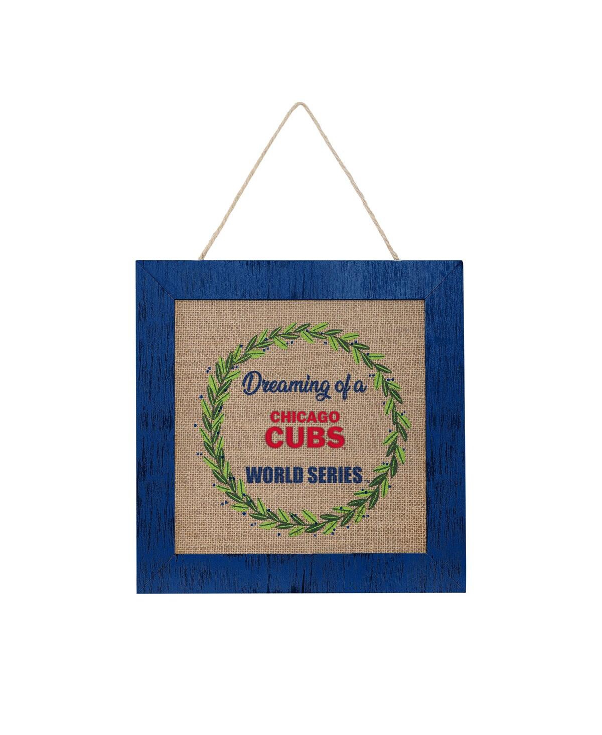 Shop Foco Chicago Cubs 12'' Double-sided Burlap Sign In Blue