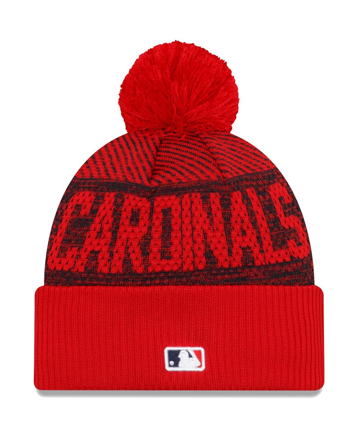 Shop New Era Men's  Red St. Louis Cardinals Authentic Collection Sport Cuffed Knit Hat With Pom