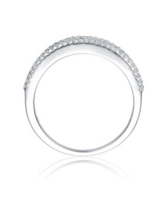 Sterling Silver Rhodium Plated Green Cubic Zirconia Band Ring