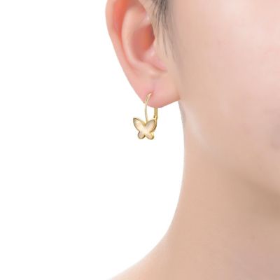 Enchanting Kids 14K Yellow Gold-Plated Mother of Pearl Butterfly Dangle Earrings