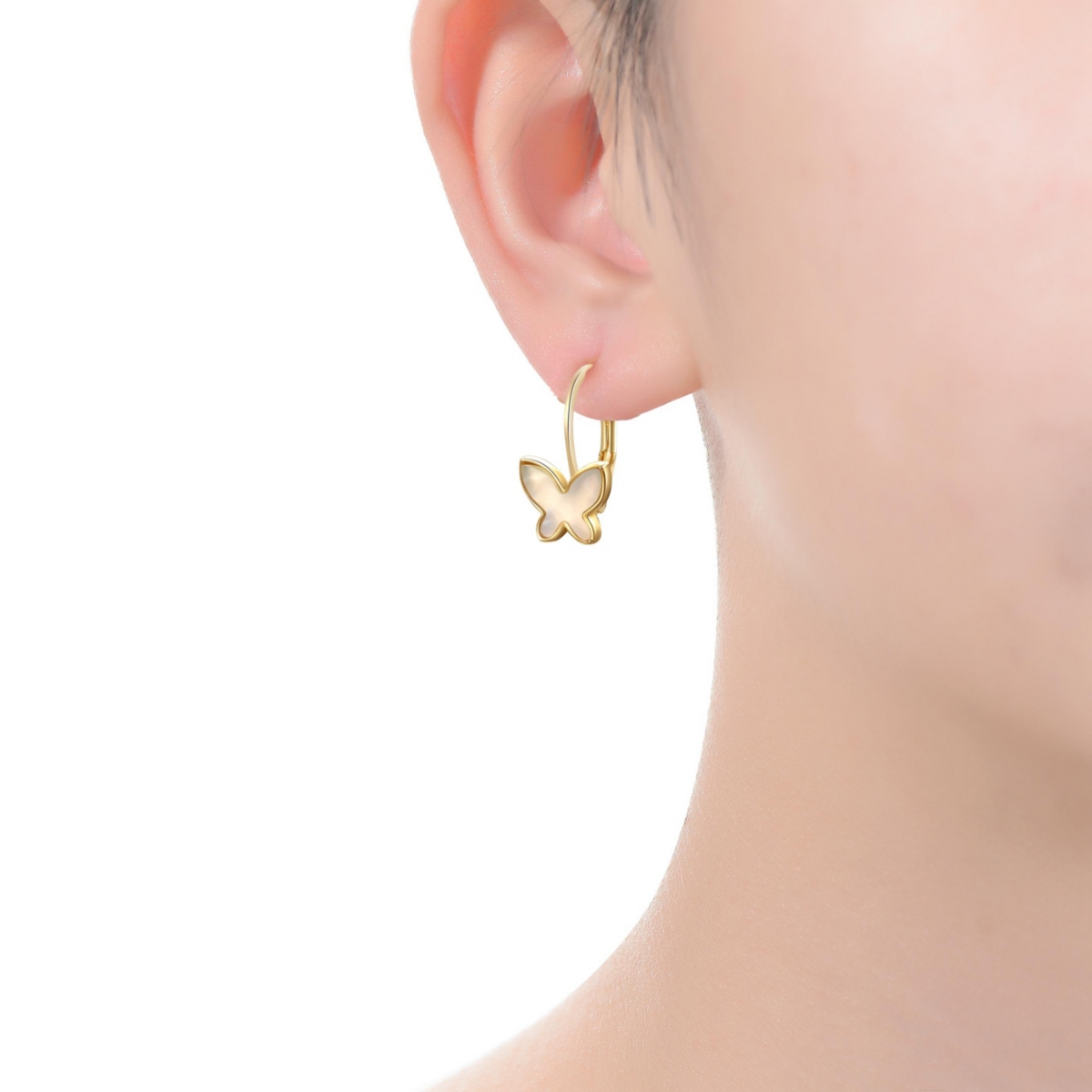 Rachel Glauber Enchanting Kids 14K YellowPlated Mother of Pearl Butterfly Dangle Earrings - Gold