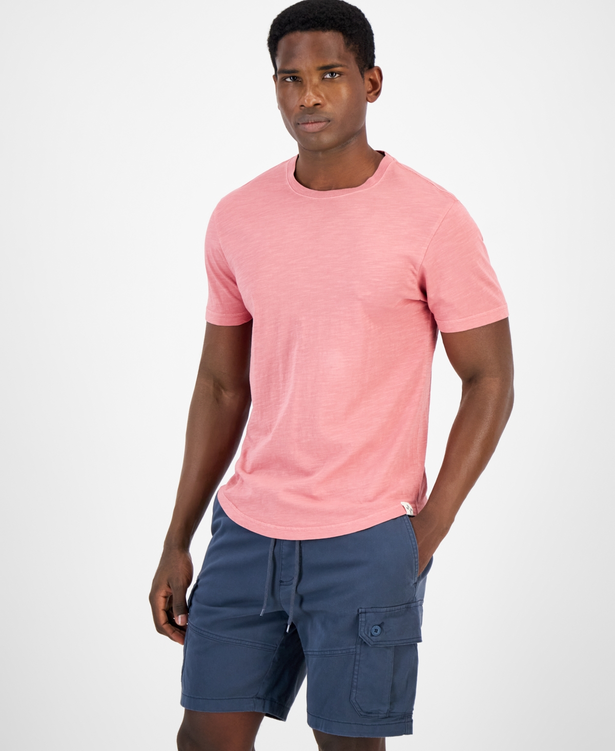 Sun + Stone Men's Sun Kissed Regular-fit Curved Hem T-shirt, Created For Macy's In Red