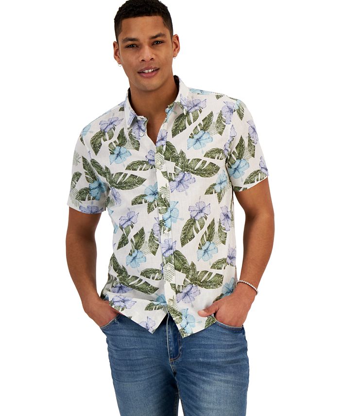 Sun + Stone Men's Kelly Tropical-Print Short-Sleeve Shirt, Created for ...