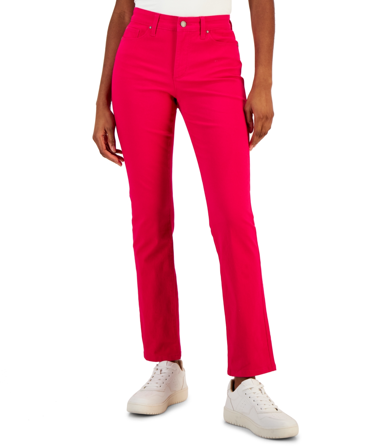 Charter Club Women s Lexington Tummy Control Straight leg Jeans Created For Macy s In Bold Strawberry ModeSens
