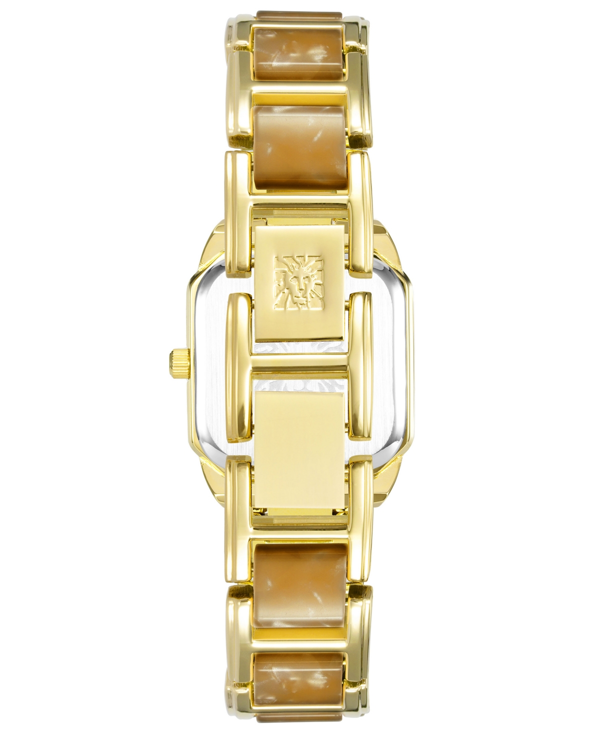 Anne Klein Women's Square Gold-Tone Alloy with Brown Plastic Bracelet Watch 38mm - Gold-Tone, Brown