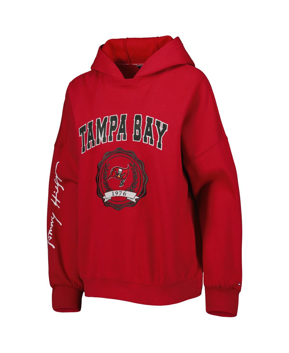 Shop Tommy Hilfiger Women's  Red Tampa Bay Buccaneers Becca Drop Shoulder Pullover Hoodie