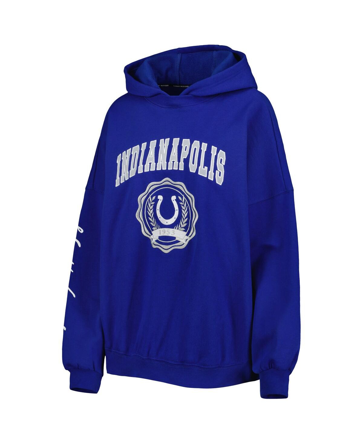 Shop Tommy Hilfiger Women's  Royal Indianapolis Colts Becca Drop Shoulder Pullover Hoodie