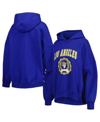 Women's Royal Los Angeles Rams Becca Drop Shoulder Pullover Hoodie