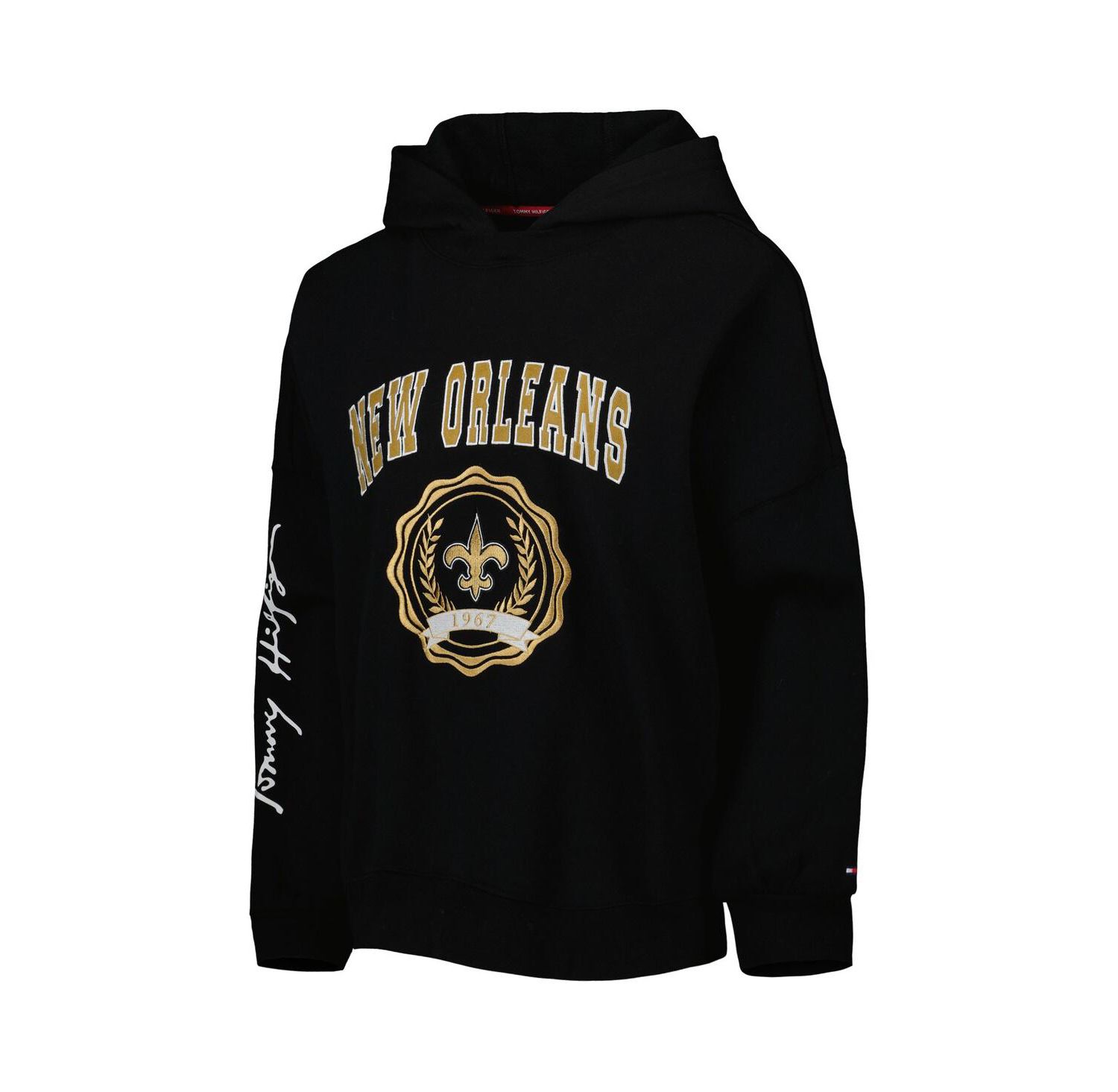 Women's Black New Orleans Saints Becca Drop Shoulder Pullover Hoodie