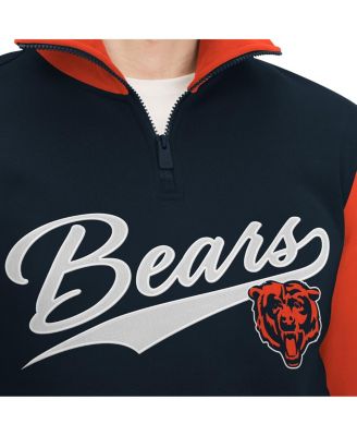 Men's Navy, Orange Chicago Bears Aiden Quarter-Zip Top