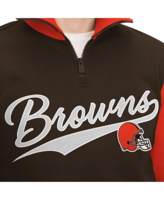 Men's Brown, Orange Cleveland Browns Aiden Quarter-Zip Top