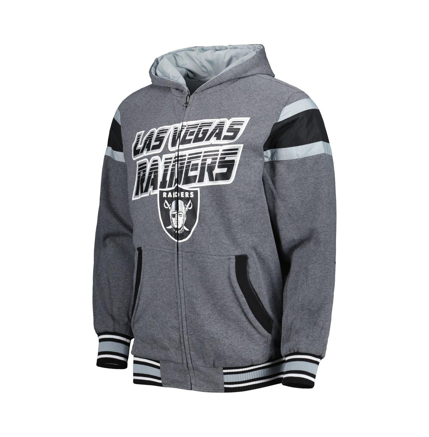 Мужские худи G-III Sports by Carl Banks Black, Gray Las Vegas Raiders Extreme Full Back Reversible Full-Zip Jacket — фото 2