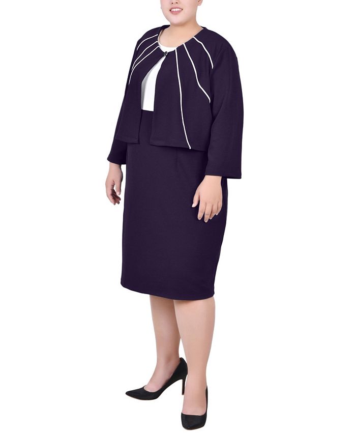 NY Collection Plus Size Jacket and Dress, 2 Piece Set - Macy's