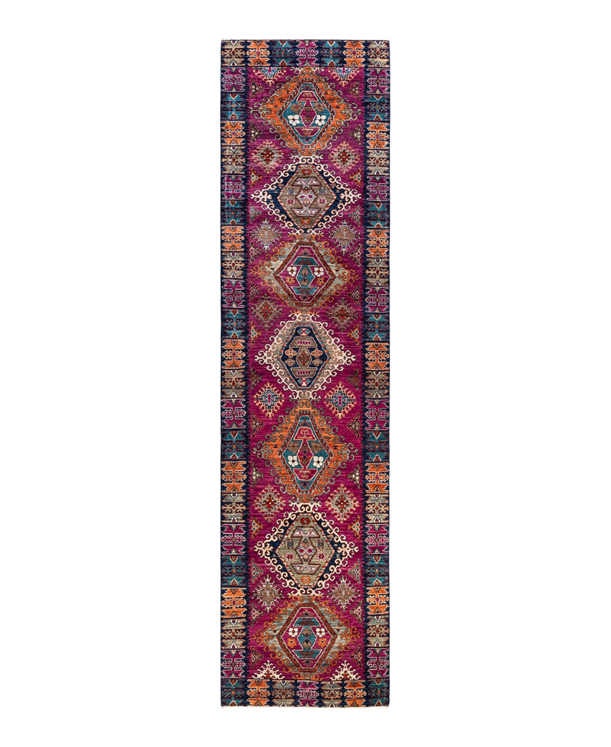 Adorn Hand Woven Rugs Serapi M1973 3'4in x 13'10in Runner Area Rug - Purple