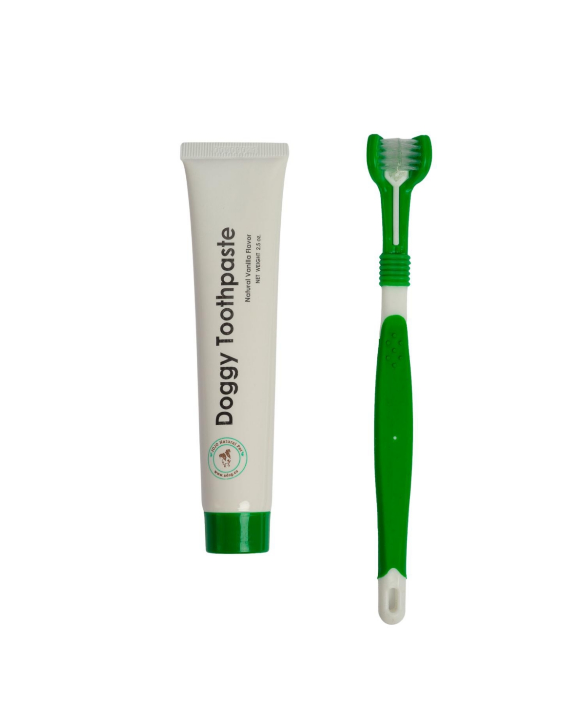 Triple Headed Dog Tooth Brush with All-Natural Toothpaste - Open Miscellaneous
