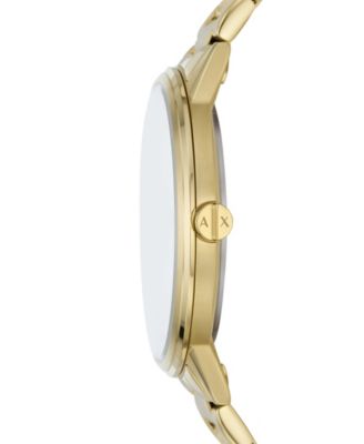 Men's Three-Hand Gold-Tone Stainless Steel Bracelet Watch and Bracelet Gift Set, 42mm